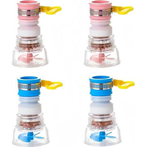 4 Pcs de Robinet Rotatif à 360 Degrés Filtre.Dispositif d'économie d'eau du robinet. d'eau à économie d'eau et anti-éclaboussures pour la cuisine et la salle de bain(rose.bleu) (1/5)