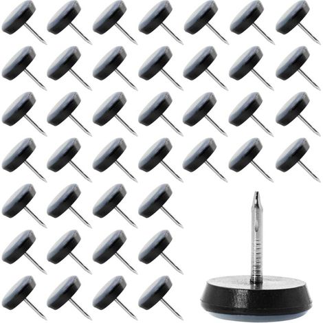 patins chaise ronds en téflon à clouer pour protéger le sol 19 mm lot de 40 (1/4)