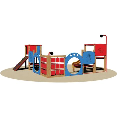 Giochipark Villaggio Fortezza 753 torrette scivolo H80cm pannelli gioco tubi