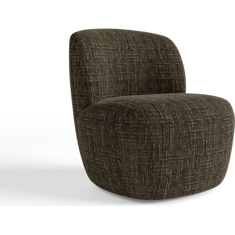 Fauteuil pivotant en velours tramé brun expresso (1/5)