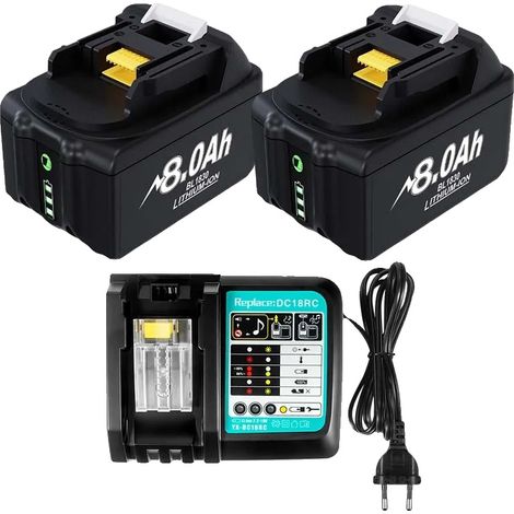 Batteria di ricambio, capacità 8000 mAh, compatibilità 18 V, 2 x 8,0 Ah, 1 x caricabatterie (1/2)
