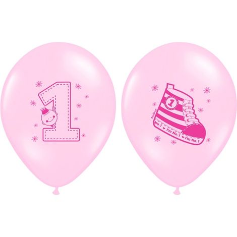Globos "Zapatilla - Número 1" rosa, 1 unidad. (1/2)