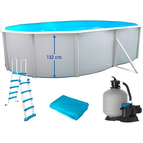 Piscine hors-sol acier Toi PRESTIGIO ovale 550x366x132cm filtre à sable 6m3/h (1/5)