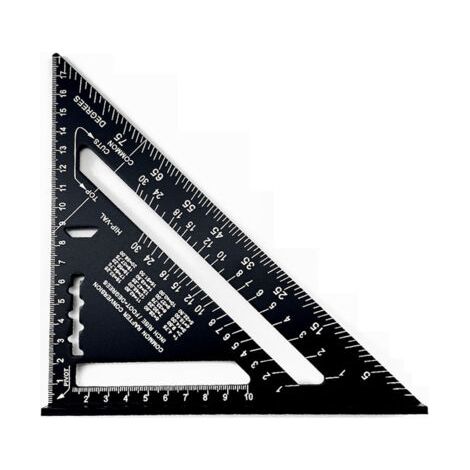 180 mm Equerre Menuisier,Rapporteur d'Angle de Triangle Alliage d'Aluminium，équerres de charpentier triangulaire épaissi à 45 90 Degres, Haute Pr