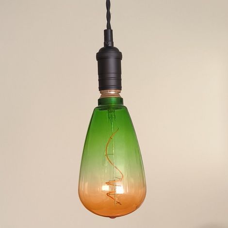 Bombilla Decorativa Filamento LED Edison E27 4W 1800K Cristal Verde-Naranja