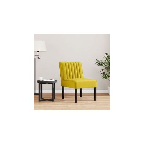 Fauteuil sans accoudoirs jaune velours (1/5)