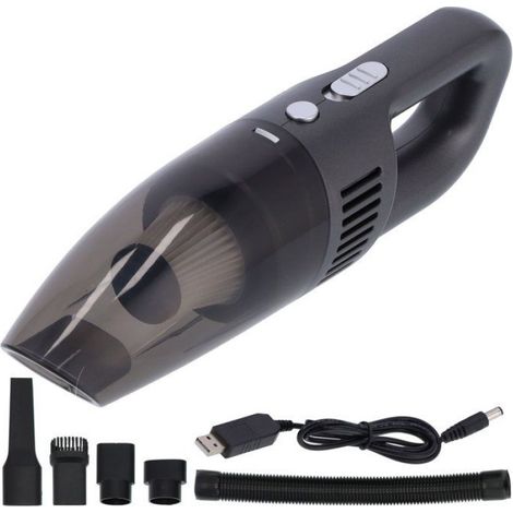 Aspirateur Portable - 120 W - Pour Voiture Et Usage Humide Sec - Batterie Intégrée 2000 mAh - 5 Accessoires - Argent (1/5)