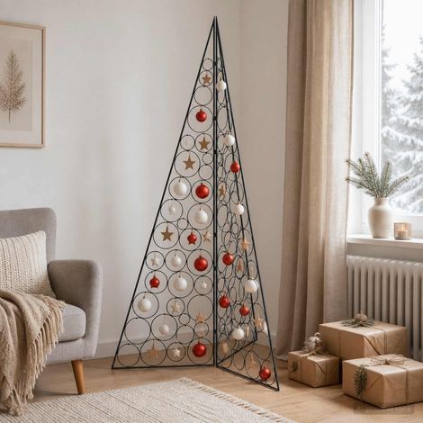 vidaXL Árbol de Navidad de metal KUOPIO 180 cm Acero Negro (1/5)