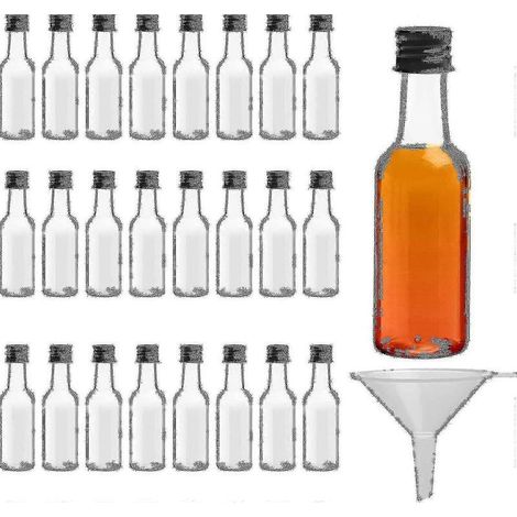 Mini-bouteilles (lot de 24) - Bouteilles vides réutilisables de 50 ml avec bouchon à vis et entonnoirCadeaux spéciaux-AquaForge