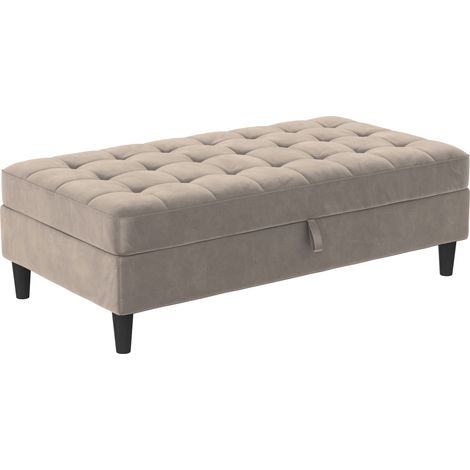 Pouf avec rangement en velours anthracite