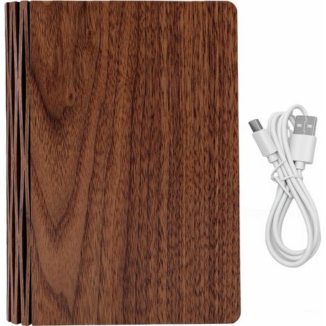 Portable foldable wooden book light with USB rechargeable battery (walnut) (1/5)