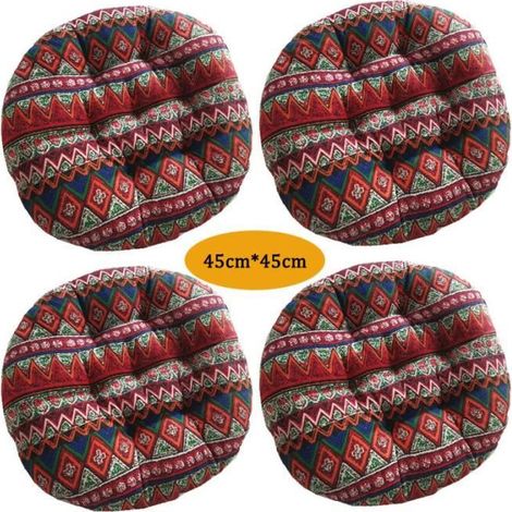 Lot de 4 Coussin de Chaise Coussins de Siège, Ronde Tatami Respirant Schéma Coussins de Chaise Galette de Chaise, 4545cm,Style M (1/4)