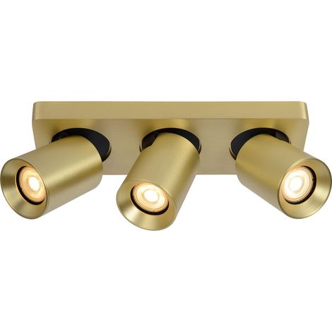 Spot plafond - LED Dim to warm - GU10 (MR16) - 3x5W 2200K/3000K - Or Mat/Laiton (1/3)