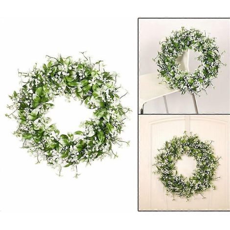 Couronne de gypsophile pour porte d'entrée, jardin de ferme, mariage, fête en extérieur (1/4)