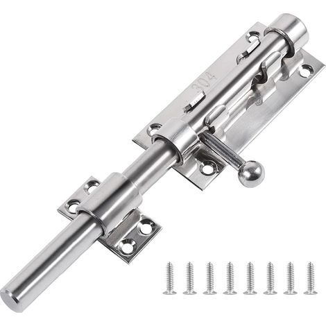 Loquet de porte coulissant, loquet à boulon en acier inoxydable 304 robuste avec trou de cadenas, verrou de porte coulissant, diamètre 14mm. verrous loquet porte coulissant verrou 8 Inch