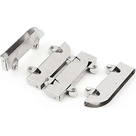 4 roulettes doubles pour porte coulissante en verre, en acier inoxydable de 5 mm (1/4)