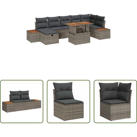 Gartenbank - Garten-Sofa-Set 8 pcs Grau Poly-Rattan (1/5)