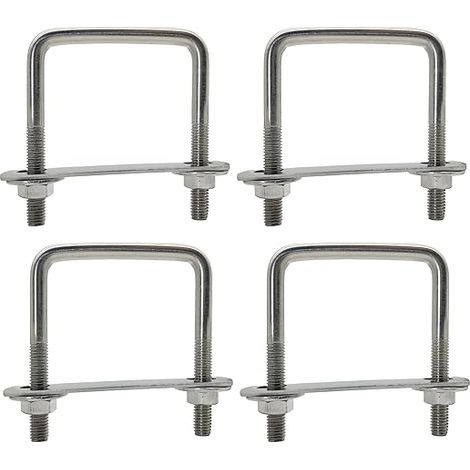 Boulons En U Carré M8 60mmx80mm U-Bolts M8, Diamètre intérieur 60mm, U-Boulons En Acier Inox Avec écrou Et Plaque De Cadre, Boulon En U Pour Fixation De Planches Et Tuyaux (M8-60x80mm)