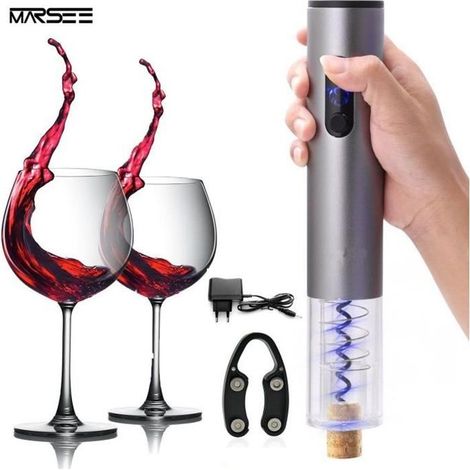 Tire Bouchon électrique pour vin décapsuleur rechargeable ouvre bouteille avec Coupe feuille pour vin Champagne (1/3)