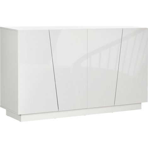 GagaMeuble de rangement avec placards à portes et étagère réglable, 150 x 40 x 88 cm, blanc brillant (1/5)
