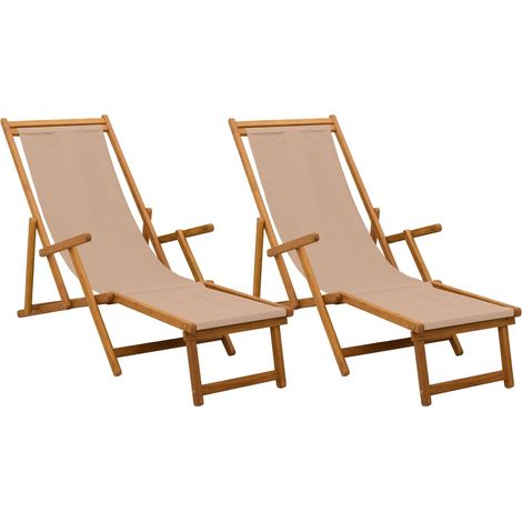Chaise longue pliante 2 pc 3 Position Bois d'eucalyptus massif vidaXL