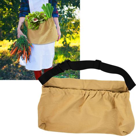 Erntetasche, Aufbewahrungstasche für Gemüse und Obst, Tasche für Gartengeräte zum Umhängen, khakifarben (1/5)