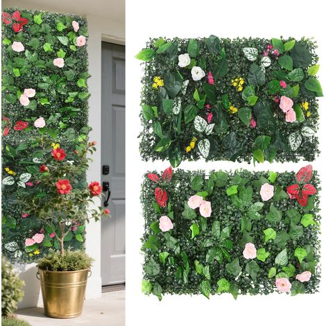Lot de 2 murs de plantes pour extérieur 60 x 40 cm décoration pour mur balcon et jardin 01 (1/4)