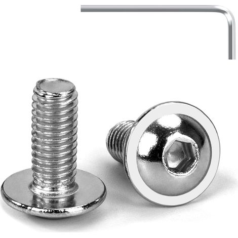 Vis à Tête Bombée avec Bride M5 x 12 mm Vis à Six Pans Creux en Acier Inoxydable A2 V2A Boulons à Tête Hexagonale avec Clé Allen Filetage Complet 20 Pièces (1/5)