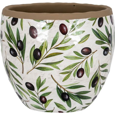 Verdal Olive Large Planter - Ceramic - L24 x W24 x H21 cm - White