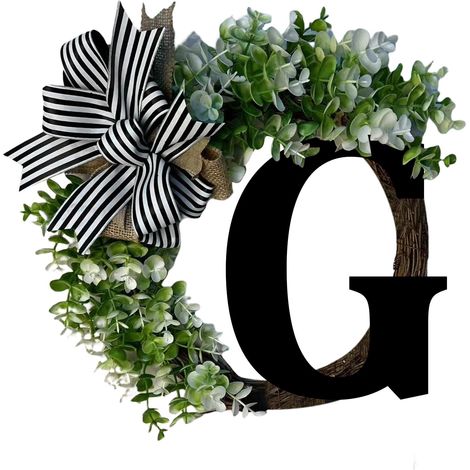 Guirlande Porte D'Entrée - Panneau Nom De Famille En Bois - Décor Extérieur Toute L'Année - Avec Nœud En Toile De Jute - 38 X 38 Cm - 1 Pièce (1/4)