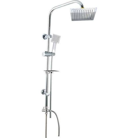 TRADE SHOP - Colonna Doccia Bagno Moderna Saliscendi Soffione Quadrato Portasapone 98cm 59395 -