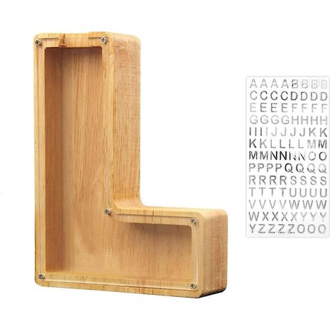 Sparschwein aus Holz, Kinderalphabet, Münzspardose, Spardose für Erwachsene, Dekoration mit dem Buchstaben L (Alphabet-L) (1/5)