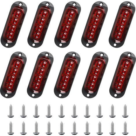 ECLECO Lot de 10 clignotants avant LED 12-24 V - Feu de position latéral stroboscopique - Feux latéraux - E8 - Feu clignotant pour voiture, camion, tracteur, camping-car, caravane - Rouge (1/5)
