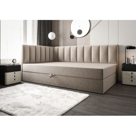 Lit Boxspring Beige - 90x200 Cm - Lit Moderne - Lit Élégant - Matelas À Ressorts Bonnell (1/5)