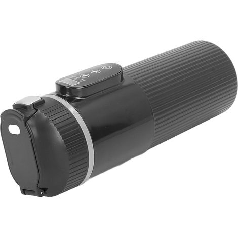 Bouilloire électrique de voiture 500 ml, tasse chauffante en acier inoxydable, affichage intelligent de la température, allume-cigare intégré, noire (1/5)