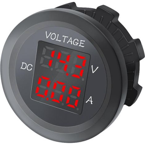 Digitales LED-Voltmeter für Autos (12 V/24 V DC), LED-Doppelvoltmeter, Amperemeter, Spannungsanzeige für Auto und Boot, universell wasserdicht, rot (1/5)
