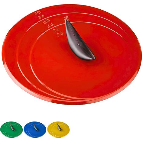 Coperchio girafrittate antiaderente Rossa con diametro da 32 cm e coperchio in acciaio inox - Maniglia a forma di gallo, adatto per padelle, coperchi (1/5)