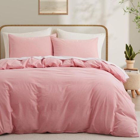 Bettwäsche-Set 135x200cm Baumwolle Rosa Oeko-Tex® Reißverschluss