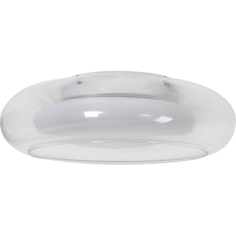 Lámpara de techo moderna con LED integrado pantalla de vidrio en forma de anillo base de metal con regulador de intensidad transparente Nith (1/5)