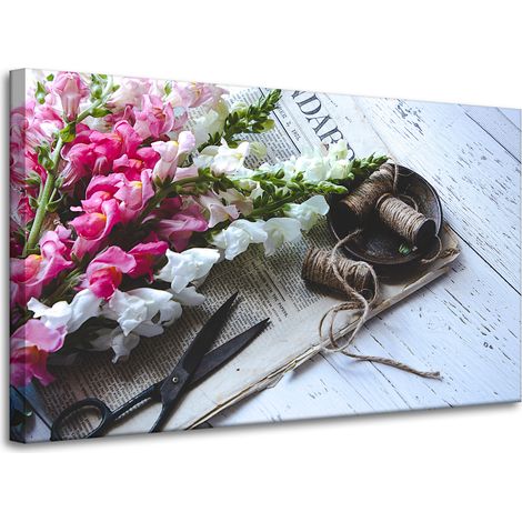 Stampa su tela Flora Bocche di leone 100x60 cm Bouquet di fiori