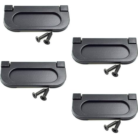 Poignées de meubles encastrées invisibles - Conviennent pour tiroirs, armoires, etc. - Lot de 4, noir mat