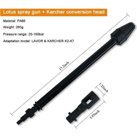 Buse rotative - Lance Turbo - 145 Bars - Compatible Karcher K2 K3 K4 K5 - Plastique d'ingénierie (1/4)