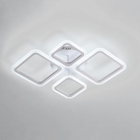 COMELY Plafonnier LED Blanc, Luminaire de Plafond en Acrylique, Lustre Carré Moderne de 70 cm de Diamètre pour Cuisine, Salon et Chambre - 48W - Lumière Blanche 6500K (1/5)