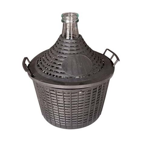 DAMIGIANA BOCCA STRETTA VESTITA  VETRO/PLT LT 25