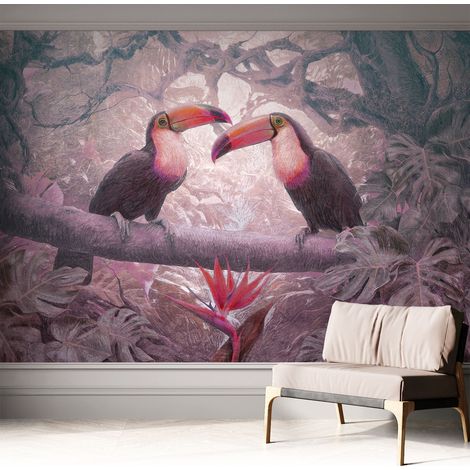 Fotomurale adesivo - murale da parete - Carta da parati autoadesiva - design parete moderno - Coppia esotica 312x219 cm (1/5)
