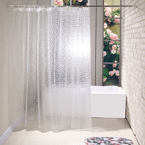 JSSEVN - EVA 3D Effect Shower Curtain, 180 x 180 cm, Transparent Waterproof Anti-Mold Bath Curtain, Bathroom Curtain with 12 Rings for Home Shower or Bathtub (1/2)