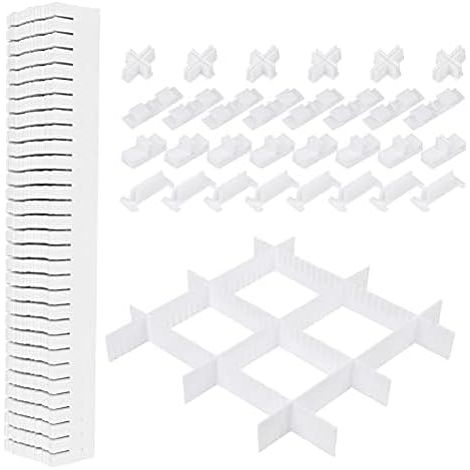 Set mit 10 Schubladeneinsätzen und 30 Befestigungsclips (für mehr Stabilität), für Wäscheschränke und Sockenschränke (40,5 x 5 cm) (1/5)