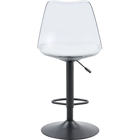 Set mit 2 modernen, höhenverstellbaren Barhockern transparent mit PU-Sitz und schwarzen Metallbeinen (1/5)