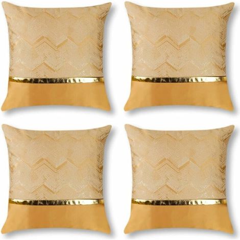 Gold decorative cushion cover, hot stamping, modern decorative cushion cover, 45x45cm, set of 4 (gold) (1/5)