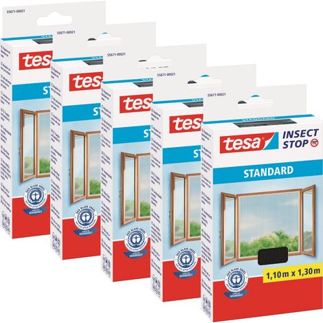 Mosquitera TESA para ventanas con cinta de velcro negra, 1,1 x 1,3 m (5 unidades) (1/4)